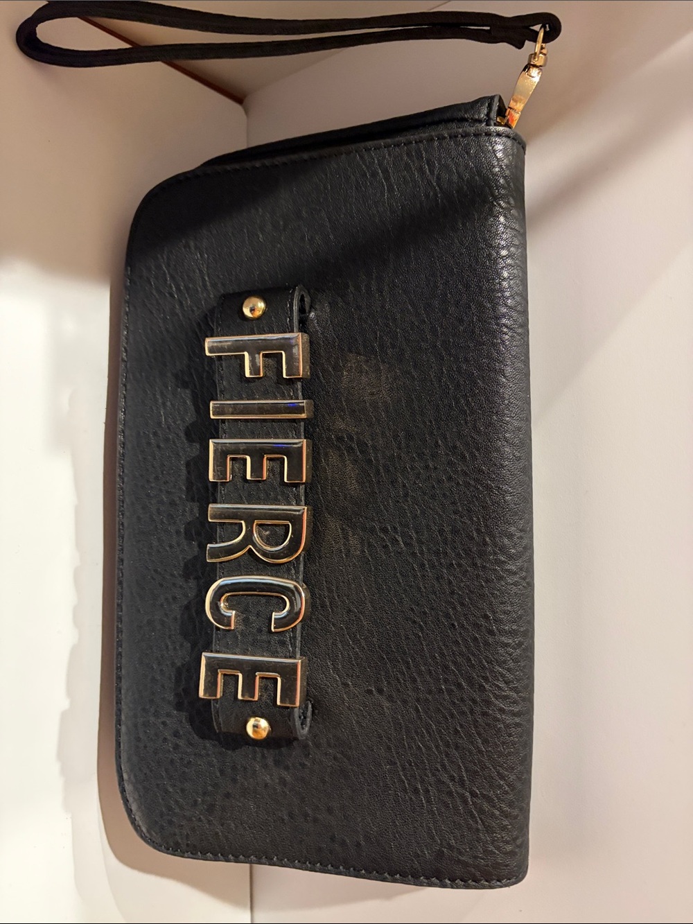 Street Level Black Wristlet with Gold 'FIERCE' Lettering